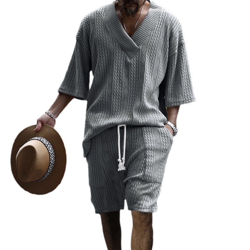 Men's casual knit set with V-neck and loose fit Lune London