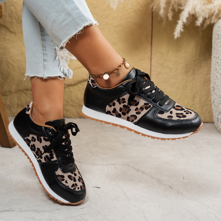 Women's sneakers with leopard print and breathable sole Lune London