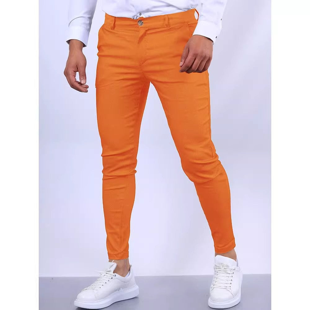 Men's Elegant Slim-Fit Chino Pants with Elastic Waistband and Practical Pockets Lune London