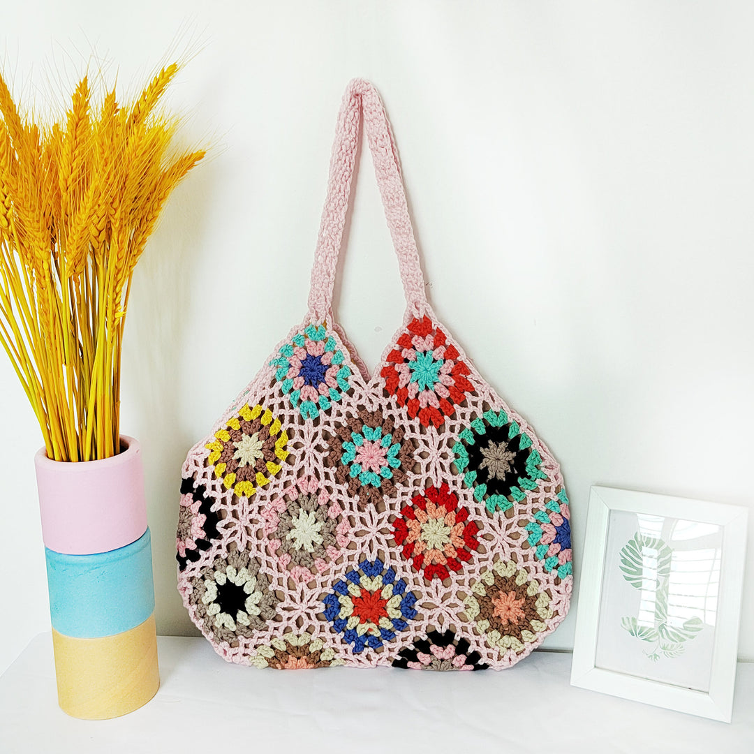 Ladies Grandmother Crochet Square Chic Transport Bag