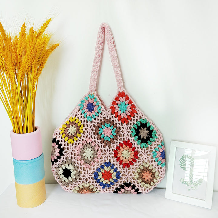 Ladies Grandmother Crochet Square Chic Transport Bag