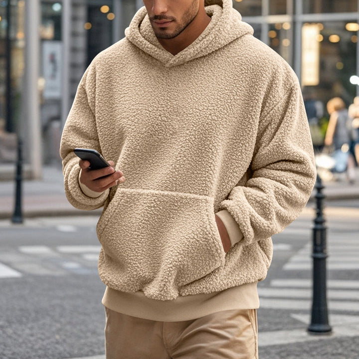 Men's Hoodie Made Of Cozy Teddy Fleece with Kangaroo Pocket and Wide Cuffs Lune London