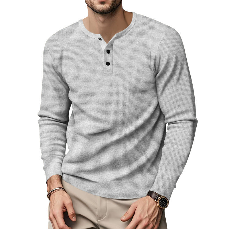 Long sleeve shirt for men with Henley neckline and textured surface Lune London