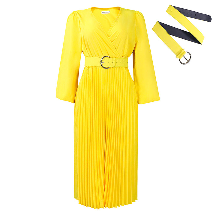 Wrap dress for women with elegant pleats and a fitted belt Lune London