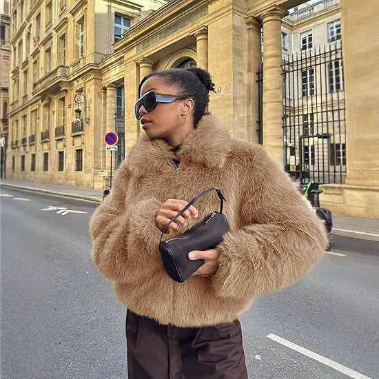 Ladies Designer Faux Fur Jacket Lune London