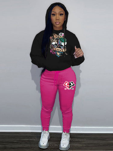 Women's hoodie and jogger set with a unique skull design Lune London