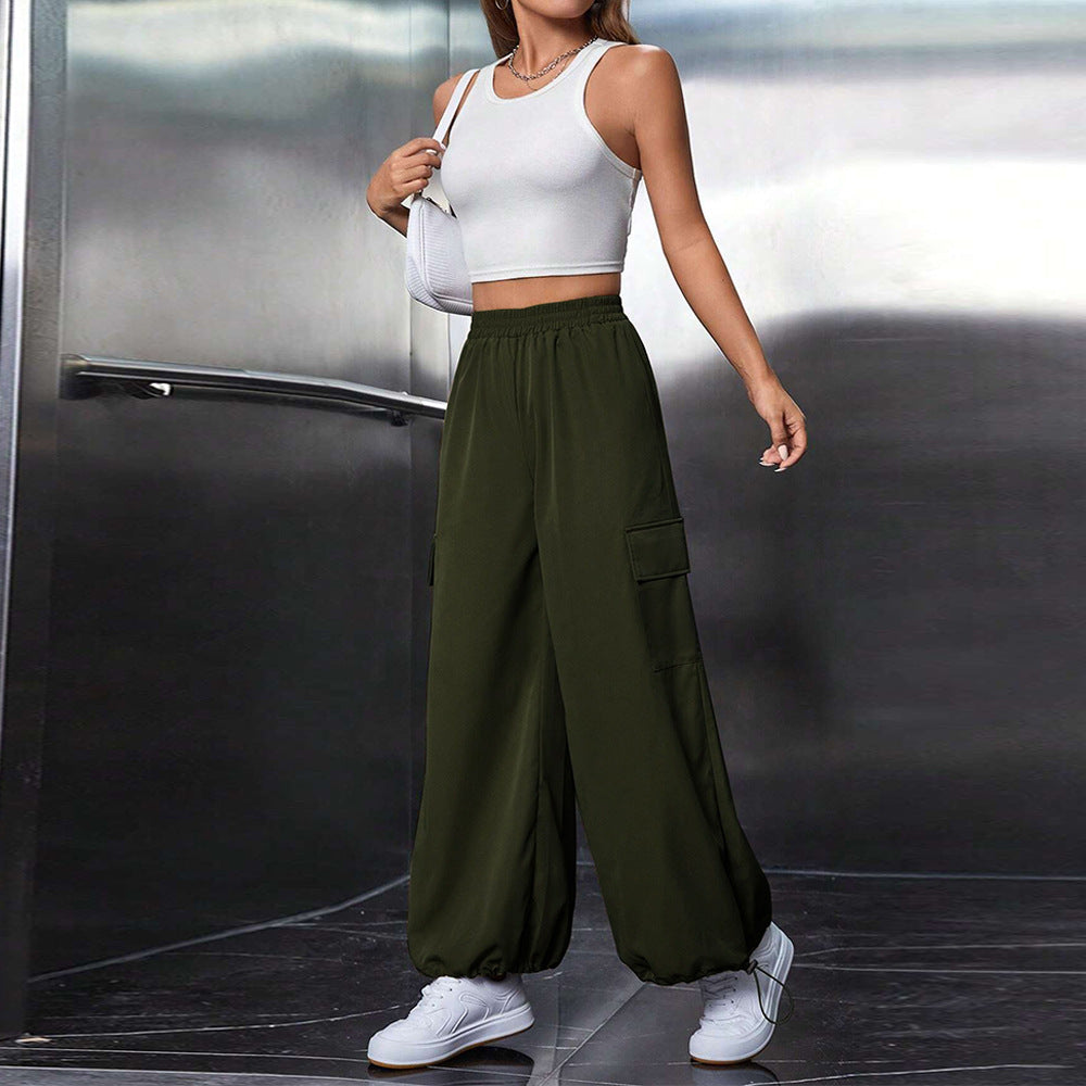 Pantalons cargo pour femmes avec taille élastique et jambes larges Chic & Stil