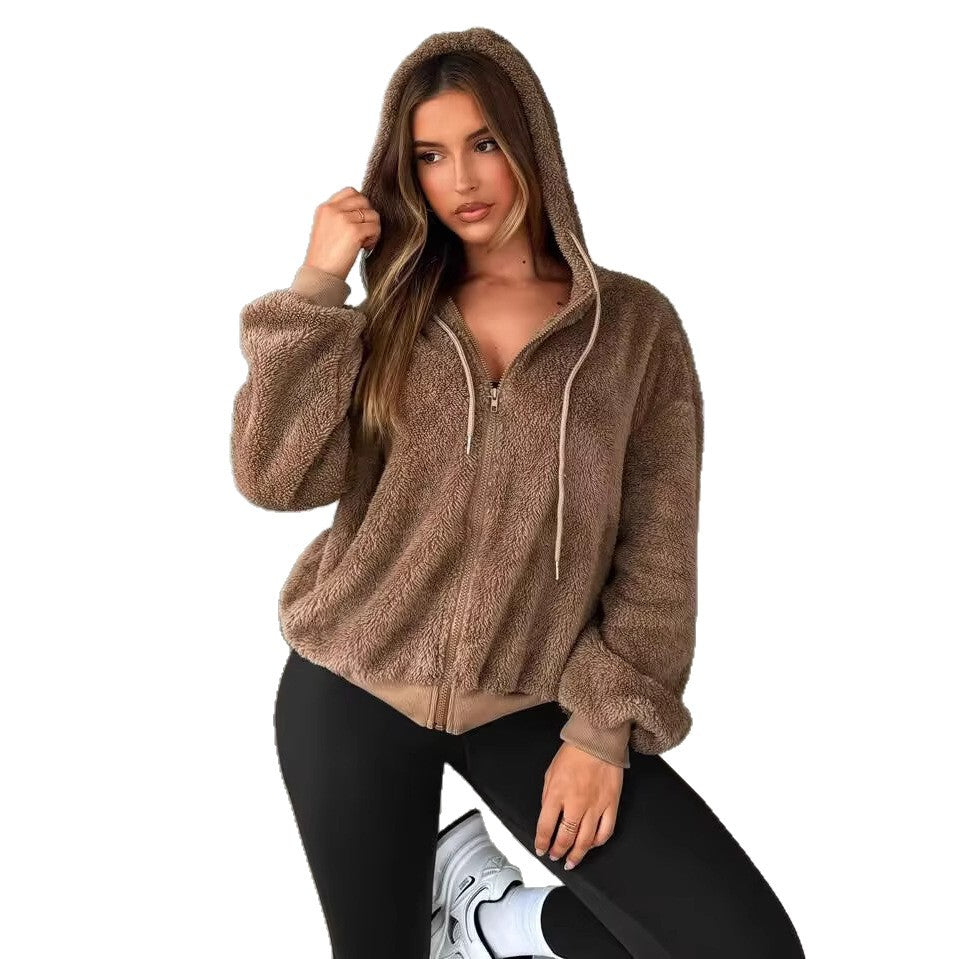 Ladies Cozy Teddy Fleece Jacket with Chic Zipper