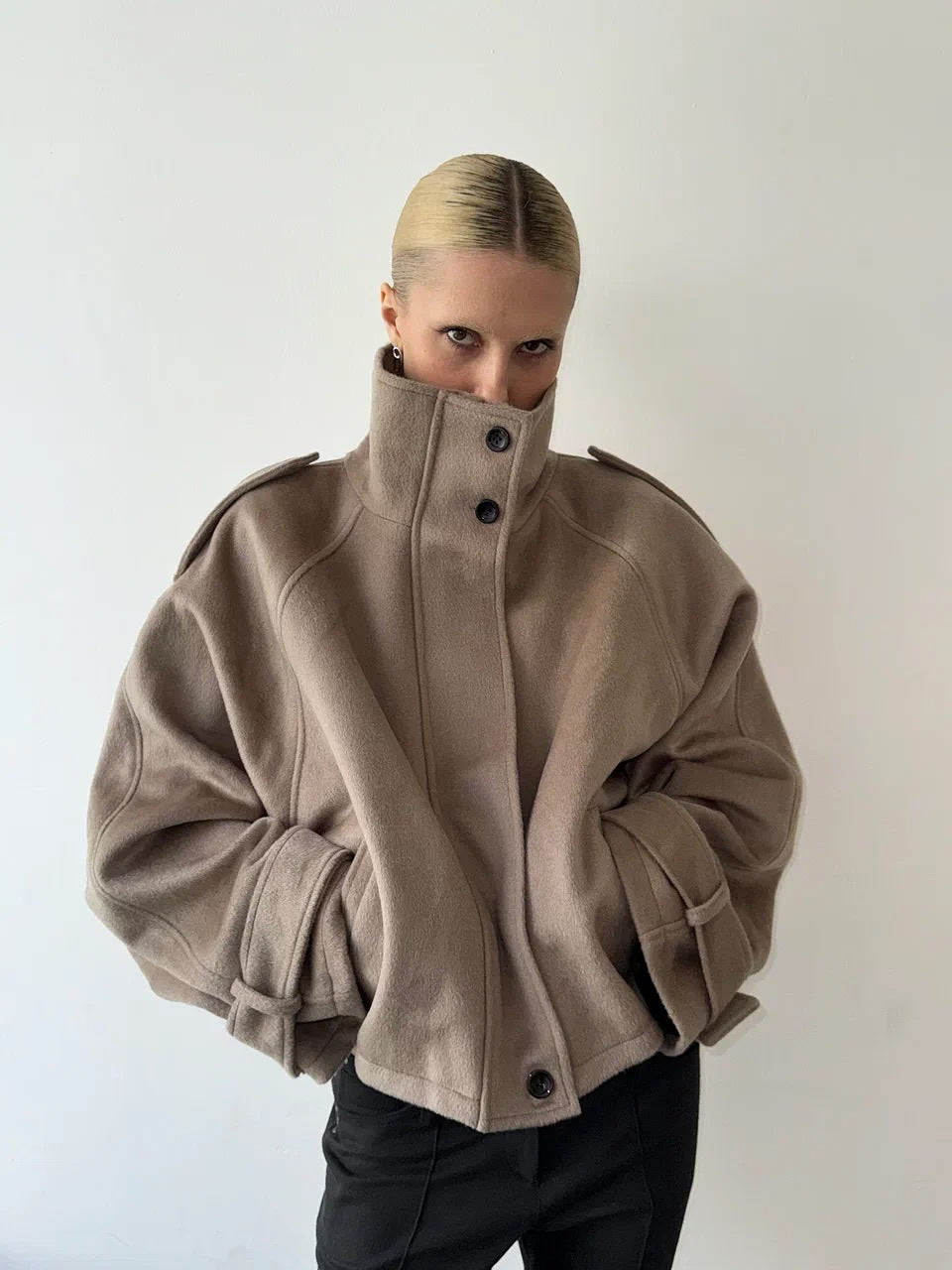 Veste en laine surdimensionnée à la mode pour femmes Chic & Stil
