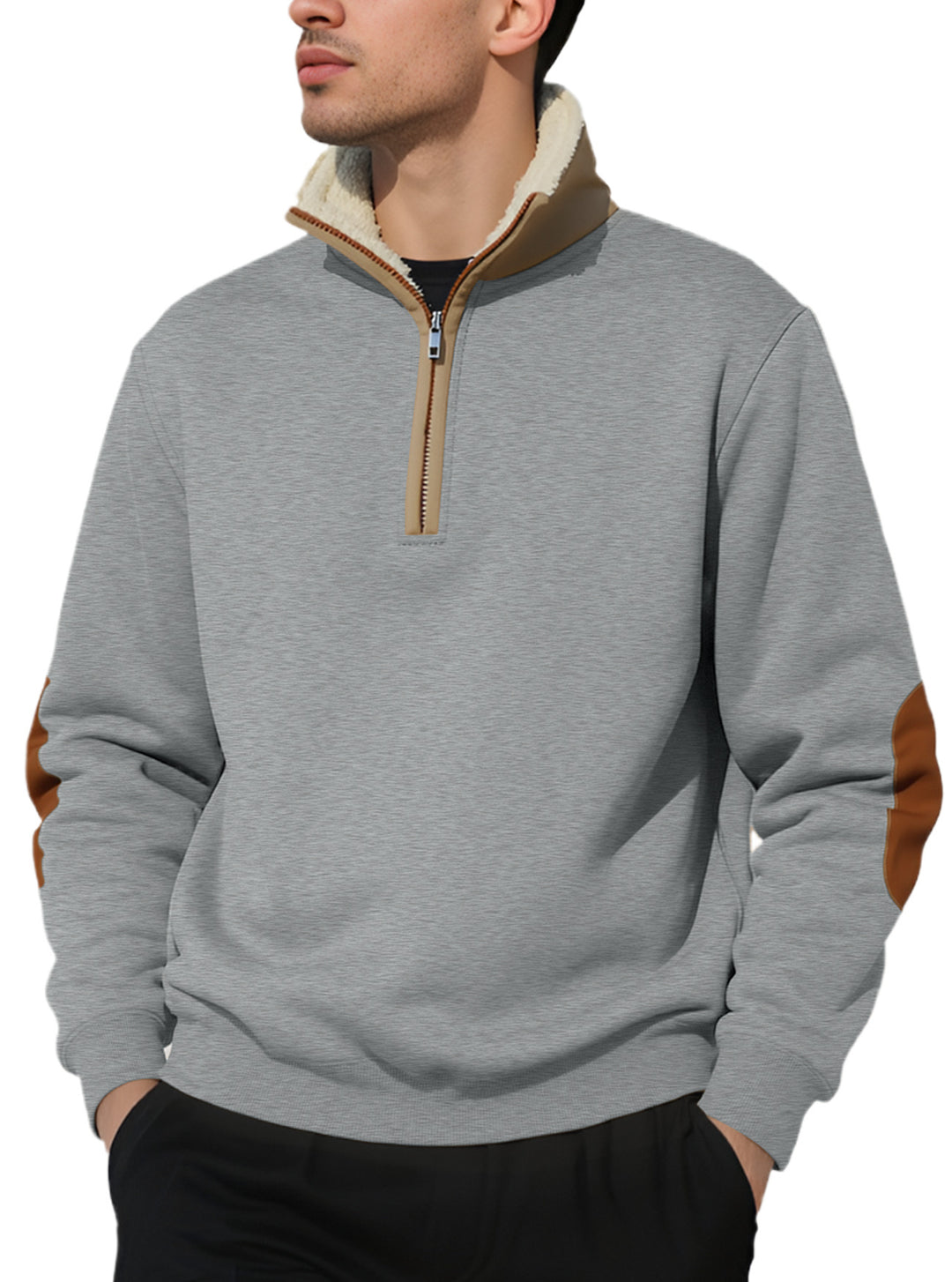 Fleece sweater for men with a high collar and stylish contrasting details Lune London