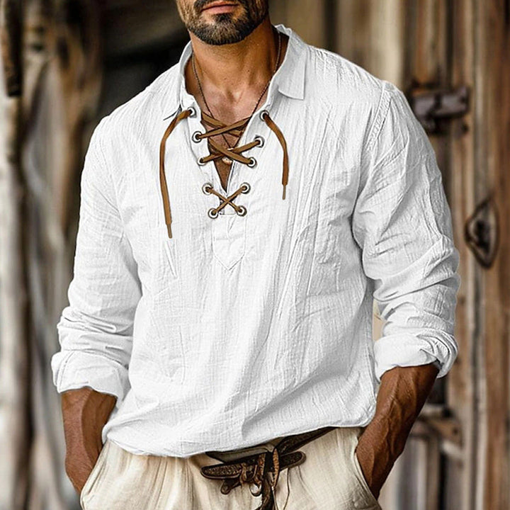 Men's Casual Long-Sleeve Shirt with Elegant Lacing Lune London