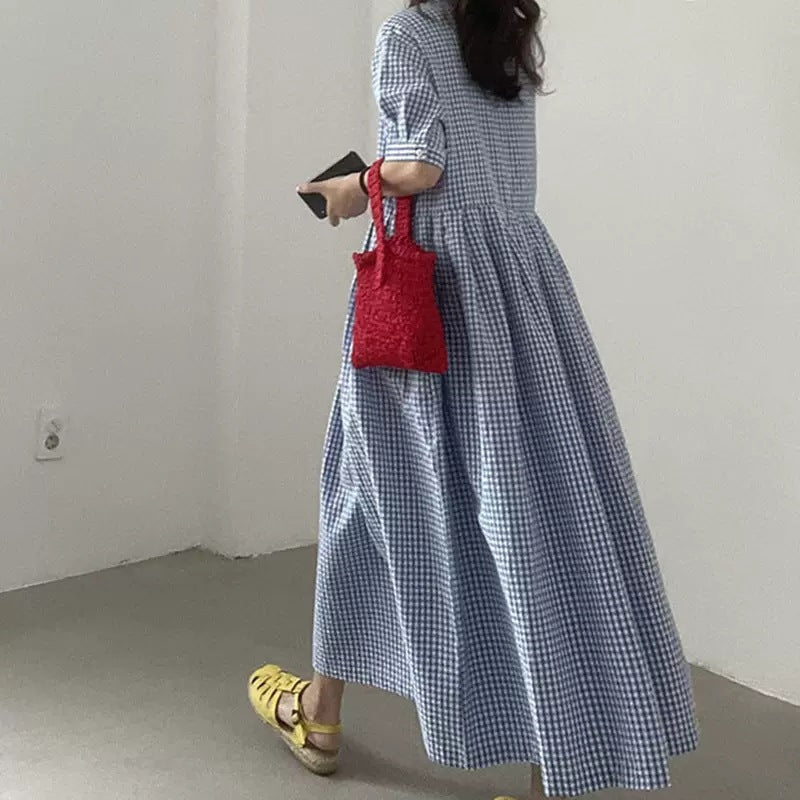 Women’s Casual Checkered Dress with Fitted Cut and Flattering A-Line Skirt Lune London