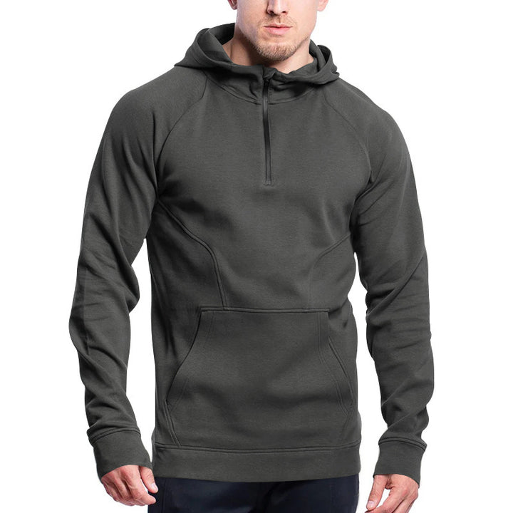 Men's sporty hooded sweatshirt with stylish zip and practical kangaroo pocket Lune London