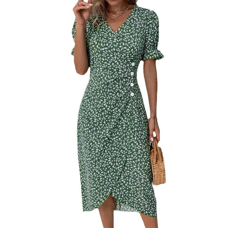 Vintage-inspired floral wrap dress for women Lune London