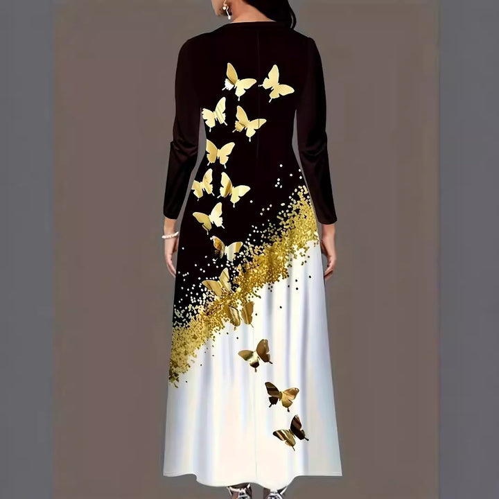 Women Elegant Long Sleeve Dress with Butterfly Design Lune London