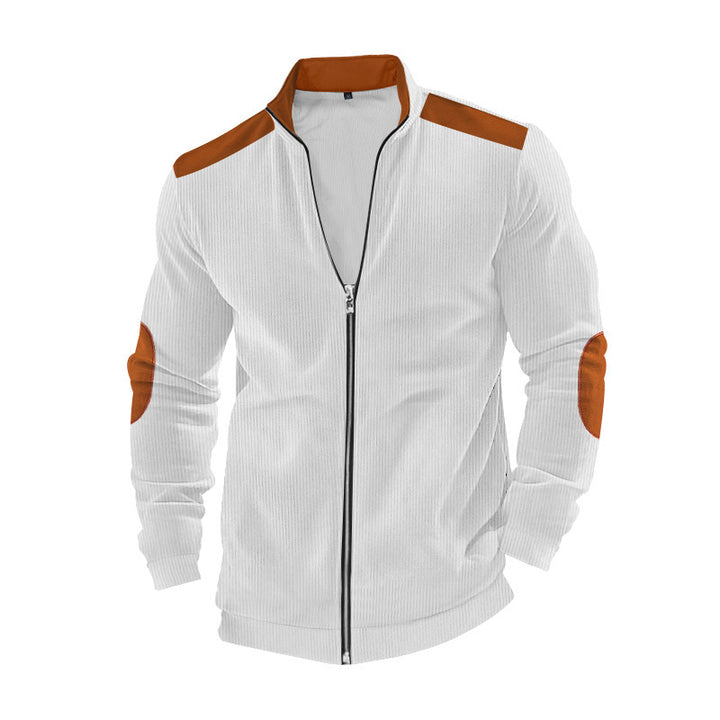 Men's sports jacket with zipper and faux leather details Lune London