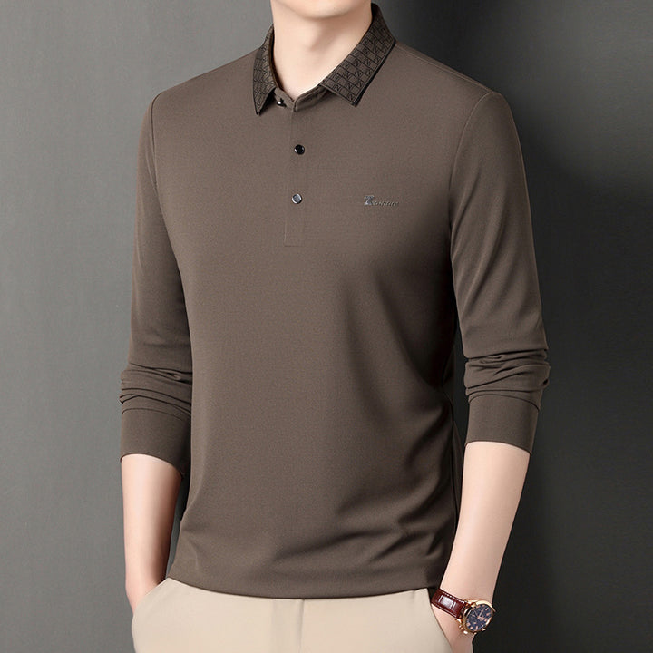 Men's Long Sleeve Polo with Structured Collar and Functional Design Lune London
