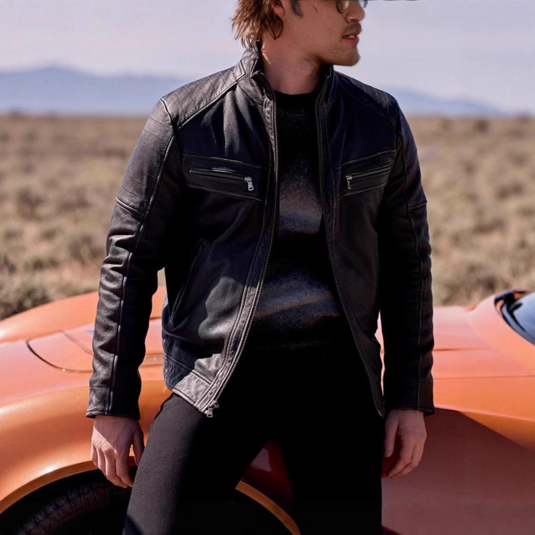 Stylish biker jacket for men with structured seams Lune London