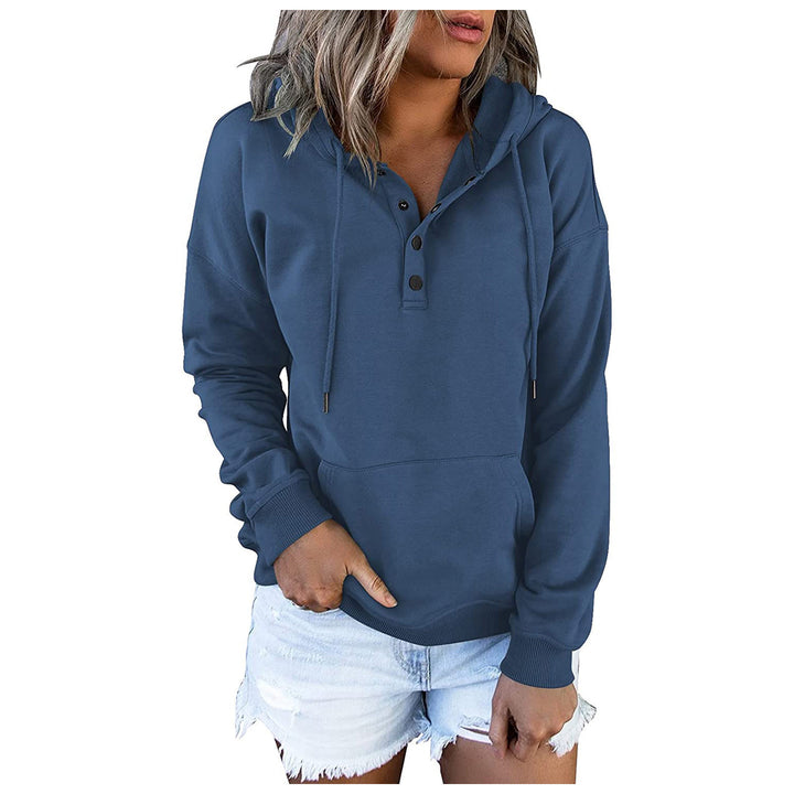 Ladies hoodie with integrated button placket Lune London