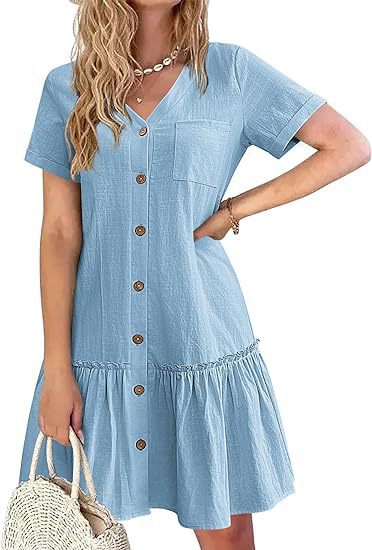 Casual dress for women with button closure and ruffles Lune London