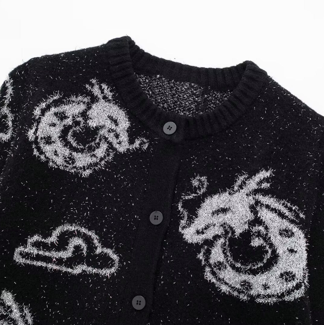 Ladies Cardigan with dragon pattern and button closure Lune London