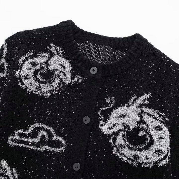 Ladies Cardigan with dragon pattern and button closure Lune London