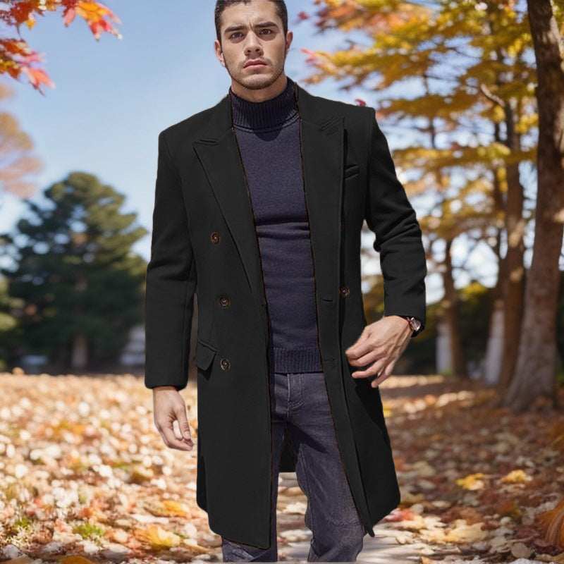 Long double-breasted coat for men in high-quality fabric Lune London