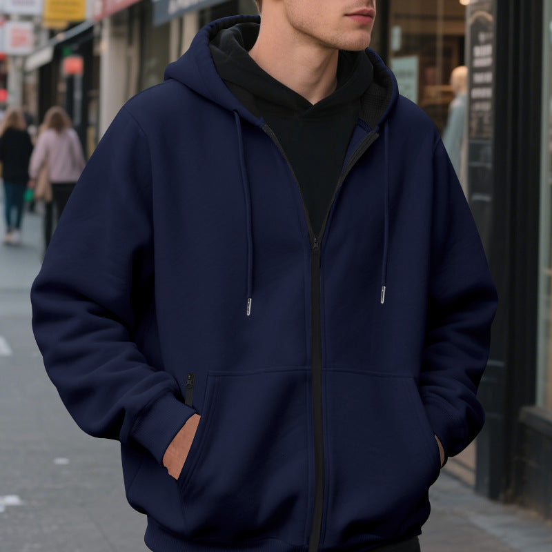 Men's zip hoodie with practical pockets and breathable fleece interior Lune London