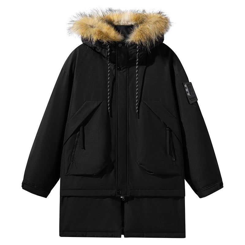 Ladies long functional jacket with removable hood and faux fur Lune London