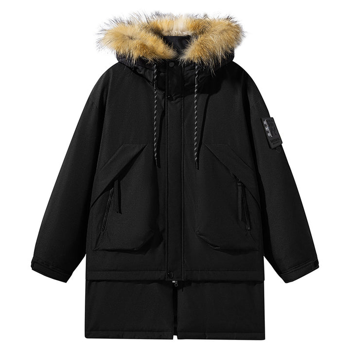Ladies long functional jacket with removable hood and faux fur Lune London