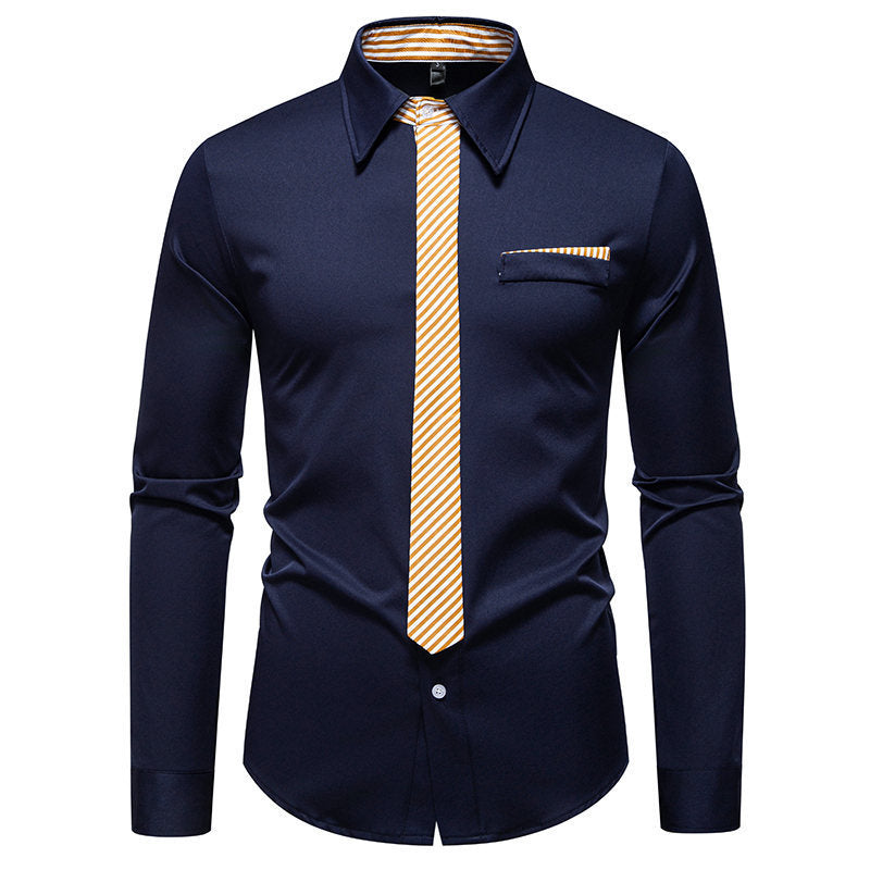 Men's long-sleeve shirt with an innovative collar design and a practical chest pocket Lune London