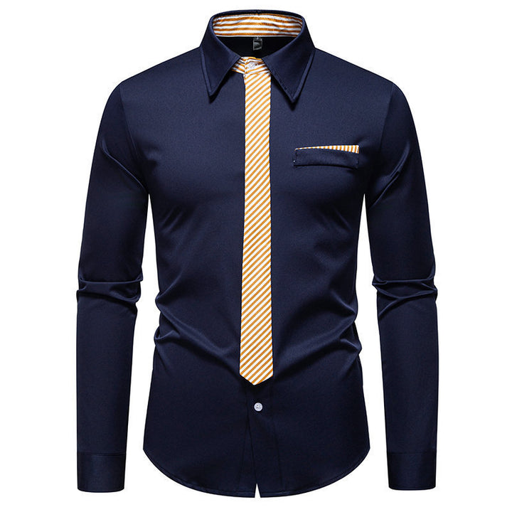 Men's long-sleeve shirt with an innovative collar design and a practical chest pocket Lune London
