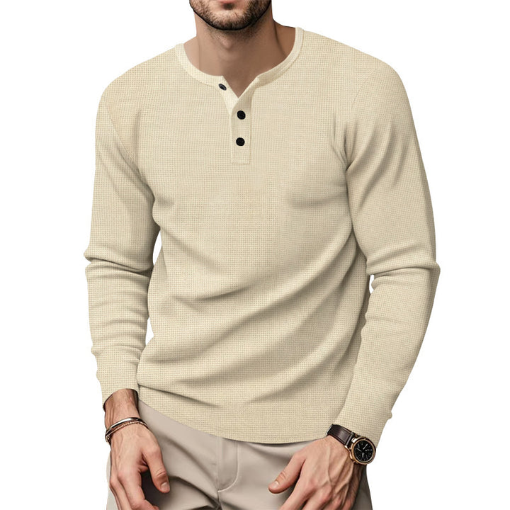 Long sleeve shirt for men with Henley neckline and textured surface Lune London