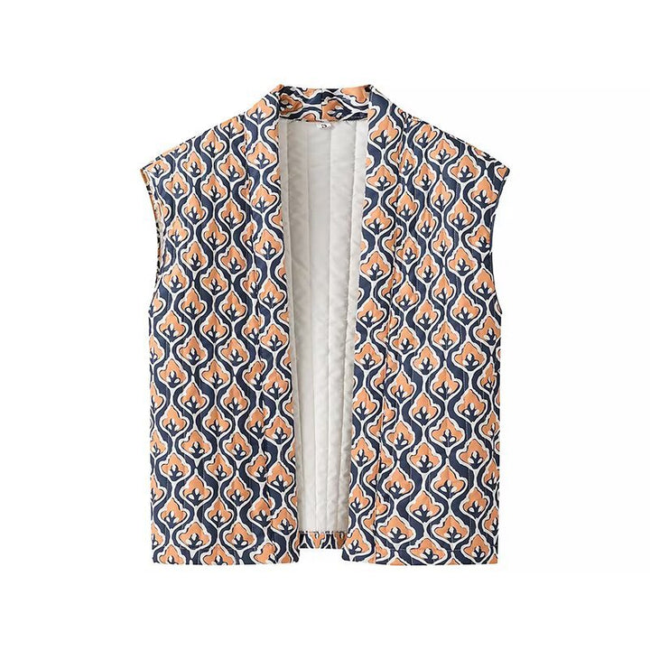 Quilted jacket for women with floral pattern and open design Lune London