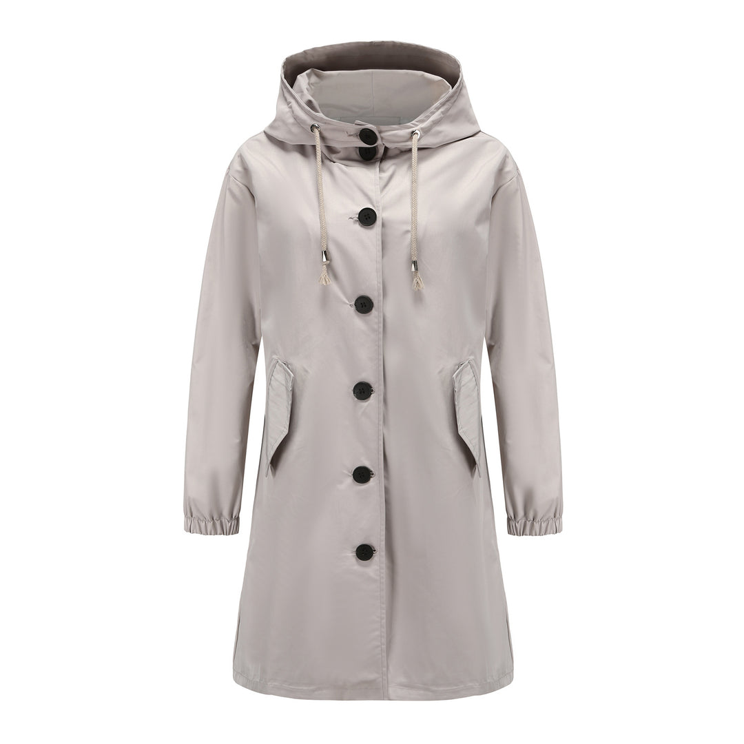 Fashionable transitional jacket for women with adjustable hood and practical pockets Lune London