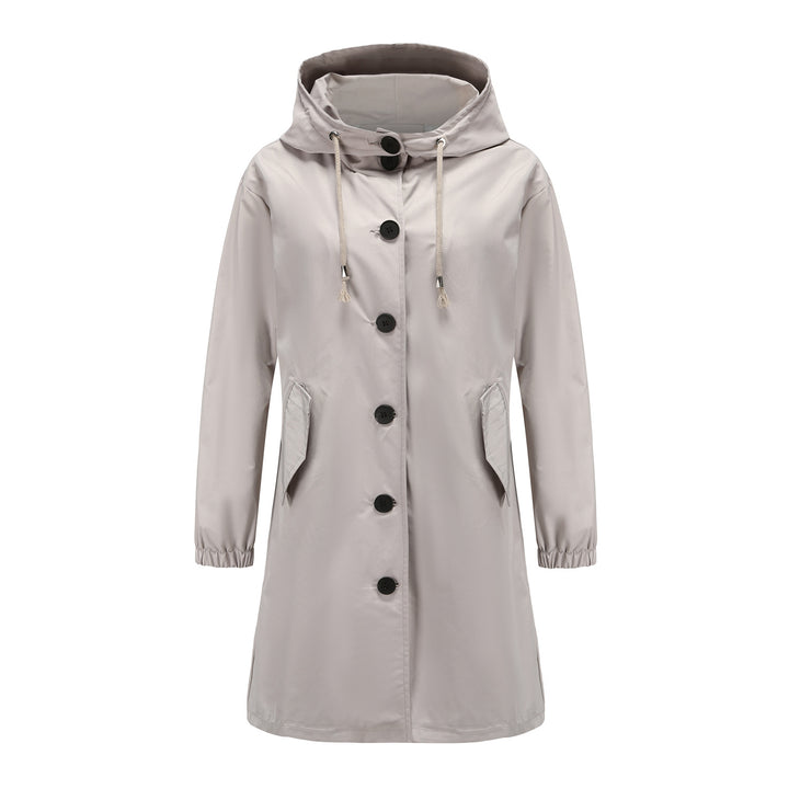 Fashionable transitional jacket for women with adjustable hood and practical pockets Lune London