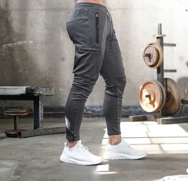 Men's sporty jogger pants with practical zip pockets and slim fit Lune London