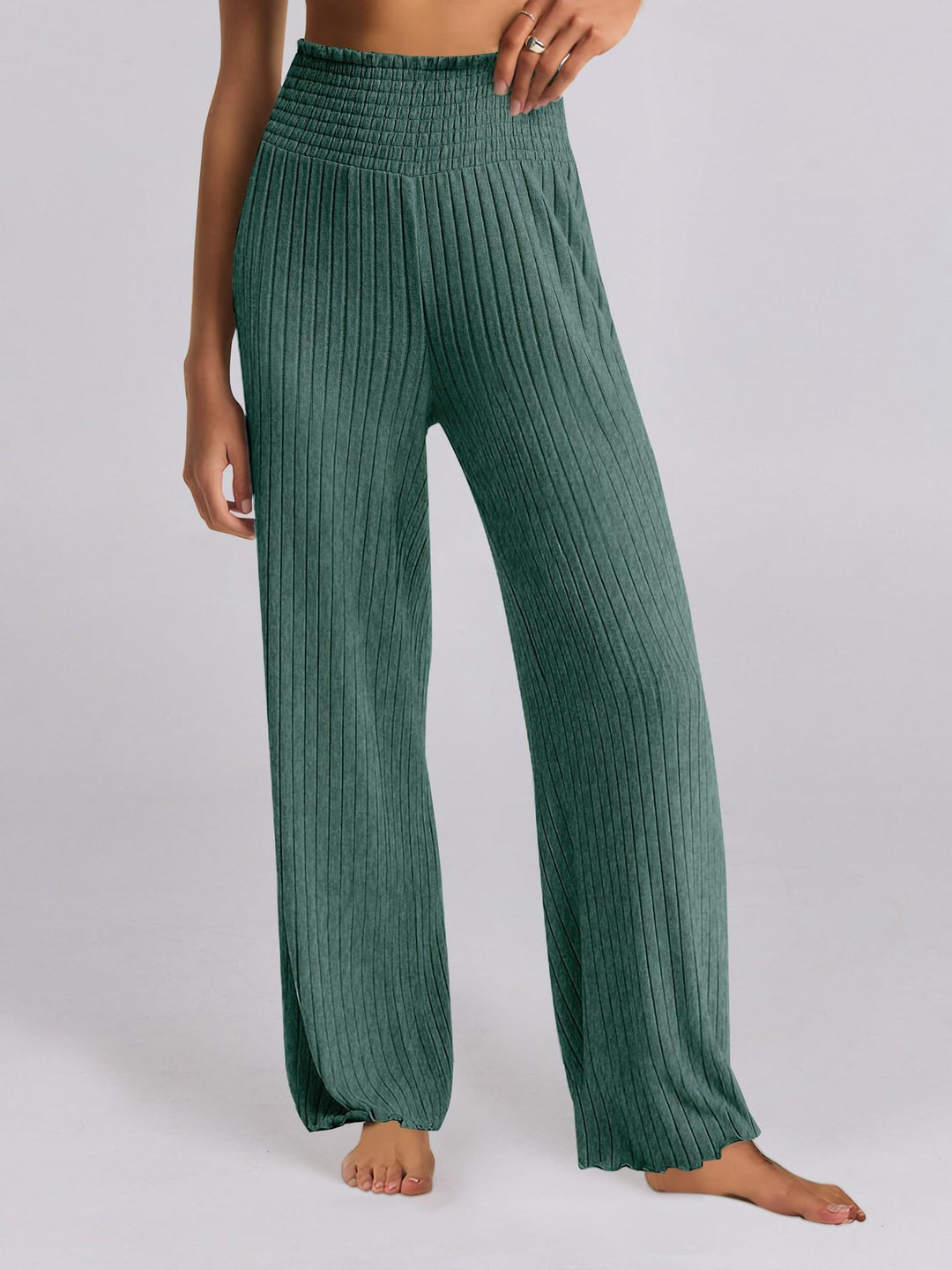 Lune London Wide Ribbed Palazzo Pants for Women