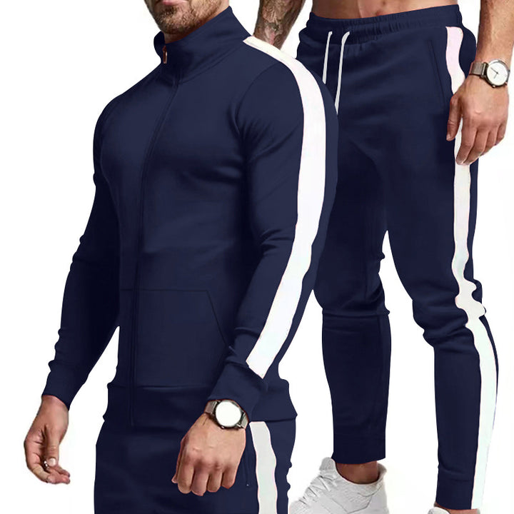 Men's sports tracksuit with high collar and side stripes Lune London