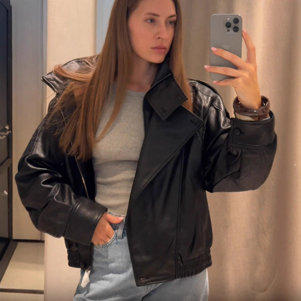Casual faux leather jacket for women in oversized cut Lune London