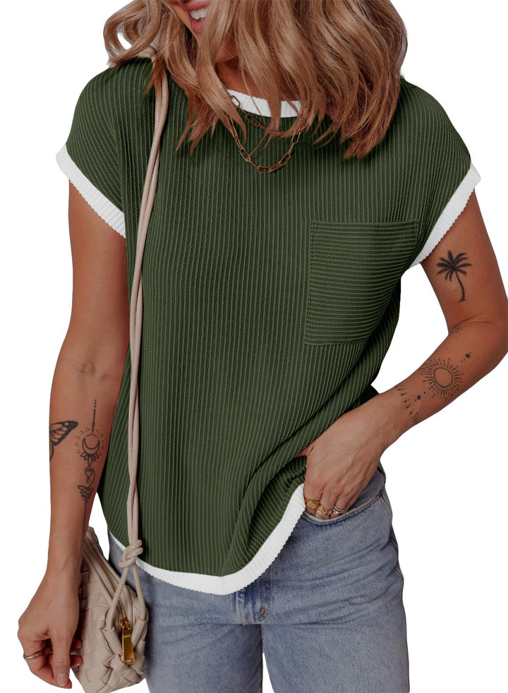 Casual and breathable waffle t-shirt for ladies with pocket Lune London