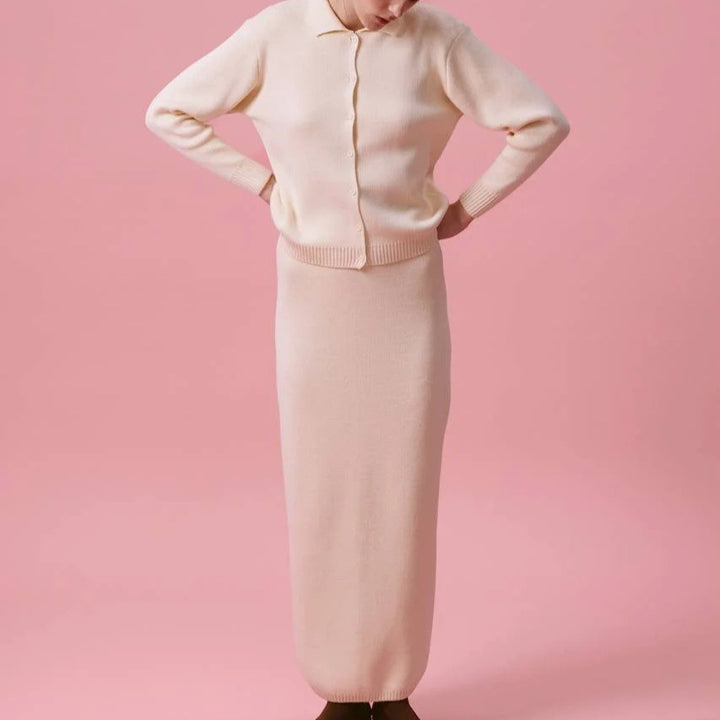 Knit jacket for women with polo collar and button closure Lune London
