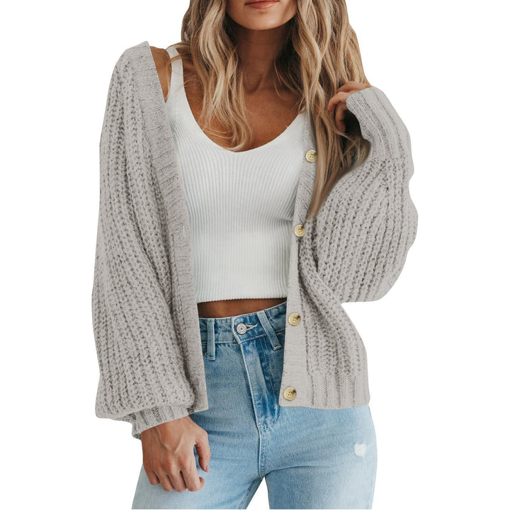 Thick knit cardigan for women with button details and loose fit Lune London