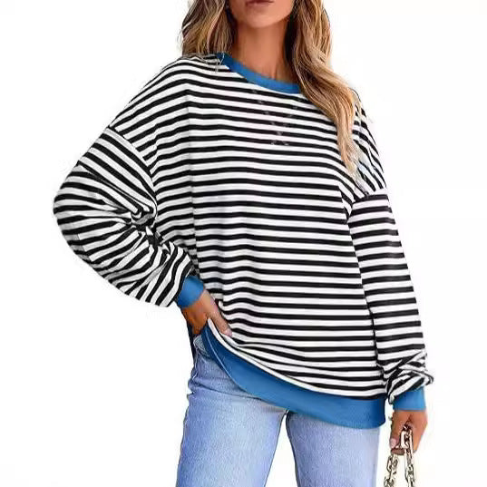 Women's Casual Sweater with Wide Stripes Lune London