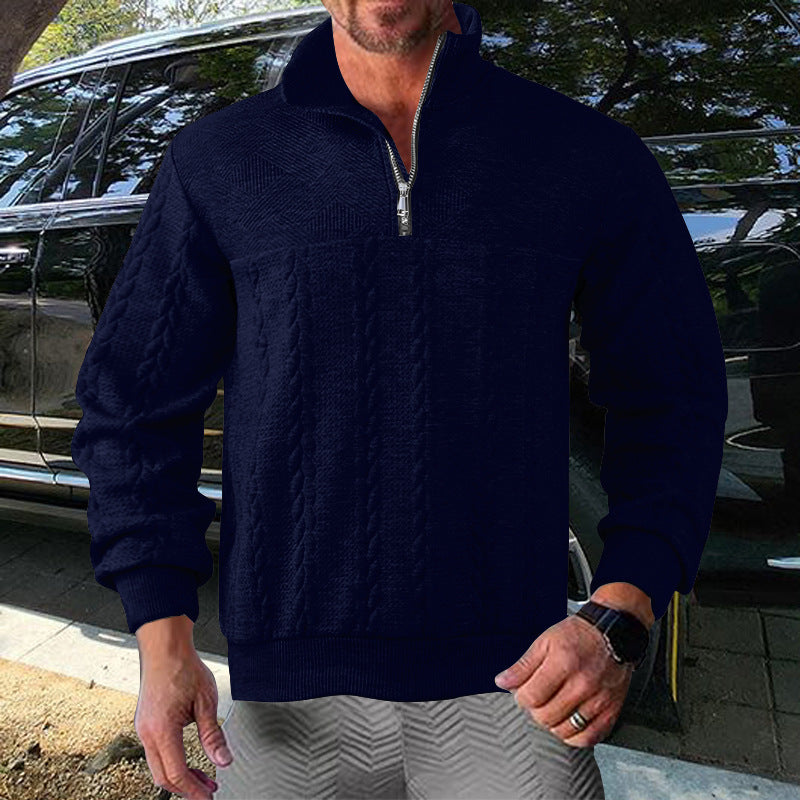 Pull-over zip pour homme avec design texturé Lune London