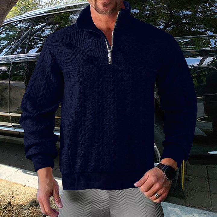 Pull-over zip pour homme avec design texturé Lune London