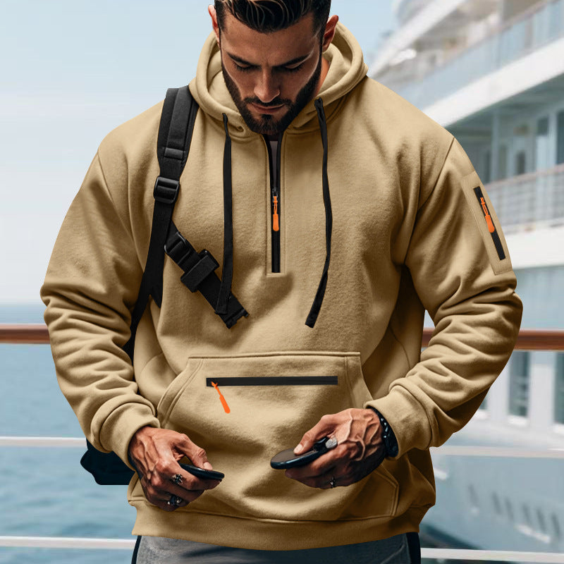 Men's sporty hoodie with zipper and practical pockets Lune London
