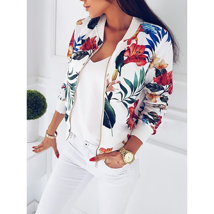 Women's bomber jacket with floral design and elastic cuffs Lune London