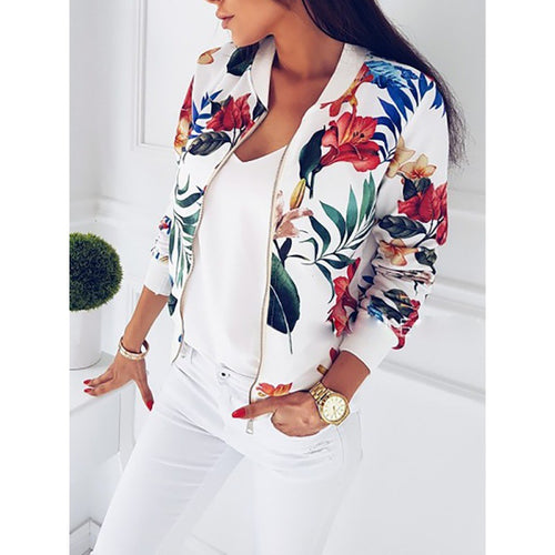 Women's bomber jacket with floral design and elastic cuffs Lune London