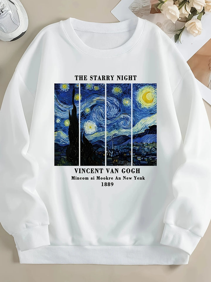 Sweat-shirt femme avec motif artistique de Van Gogh et impression moderne Chic & Stil